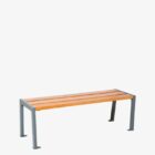 banqueta de acero y madera para exterior LEO02145