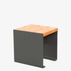 banqueta de acero y madera para exterior LEO02155