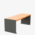 banqueta de acero y madera para exterior LEO02160