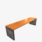 banqueta de acero y madera para exterior LEO02170