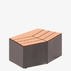 banqueta de acero y madera para exterior LEO02190