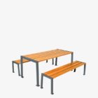 mesas picnic de acero y madera para exterior LEO02270
